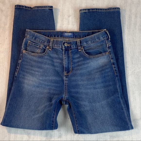 Old Navy Straight Leg Boys Blue Jeans Sz 16 Husky Adjustable Elastic Waist - Picture 8 of 11